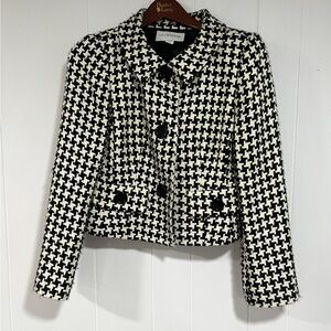 Vintage Liz Claiborne Houndstooth Blazer Jacket sz 4 Classic retro 90s carrier